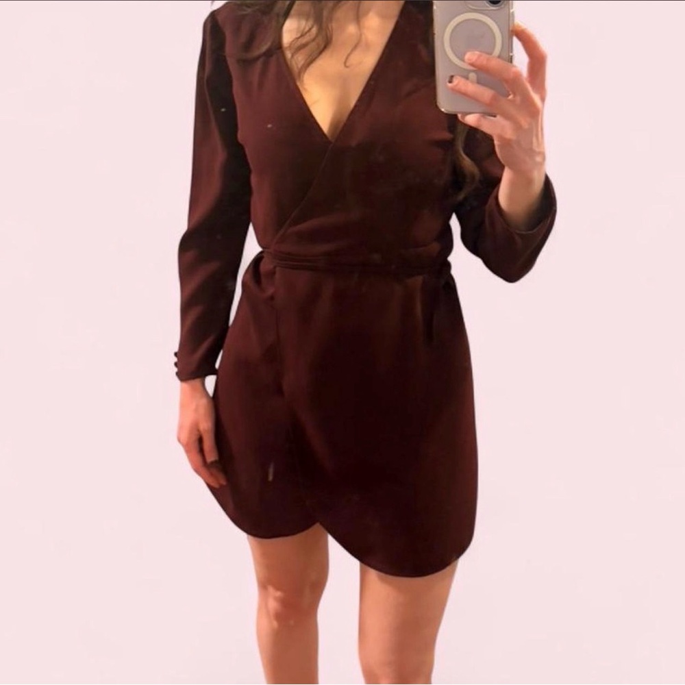 Topshop Deep Red Mini Wrap Dress